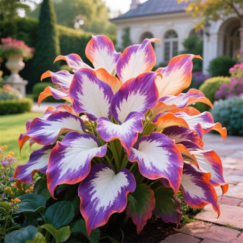 Funkien-Rhizom,Winterhart Mehrjährig,Atemberaubende Gartendekoration Funkienzwiebeln/Mitternachtsblaue Herz-Hosta/Pflegeleicht,Schnell-Wachsend-6Rhizome-A