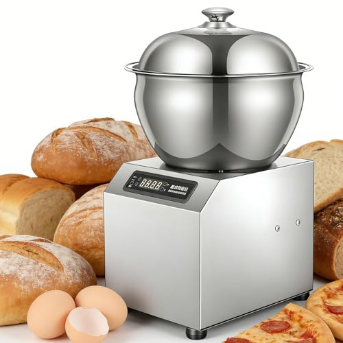 Pétrin à pain 1800 W, machine à pétrir professionnelle 5 kg/8 kg avec double rotation et minuterie numérique, pétrin électrique avec fonction chauffante et spirale amovible(8kg)