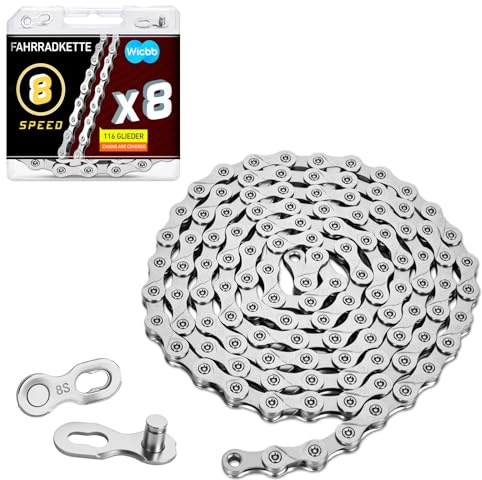 6/7/8-fach Fahrradkette 116 Glieder Mit Kettenschloss - 6/7/8 Speed Fahrrad Kette Silber 116 Kettenglieder für Mountainbike Sportbike langlebige Bicycle Chain kompatibel mit verschiedenen Fahrradtypen