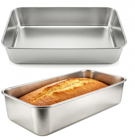 Duronge Teglia per Pane, Stampi per Pane in Acciaio Inox, 33 x 15 x 6,7 cm Teglia Grande per Torta Rettangolare, Stampi per Pane Tostato, Teglia per Pane, Torte, Toast, Lavabile in Lavastoviglie