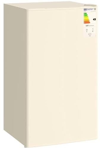 Homgoday 91L Freestanding Under-Counter Fridge Freezer, 47.5cm Wide, with Chiller Box & Adjustable Thermostat, Beige