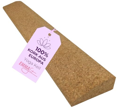 EMMAfit Kork Yoga Keil lang I 600 x 90 x 30mm I hochwertige Handstandplatte aus Kork für Yoga-Übungen I hygienisch & umweltfreundlich I nachhaltiger & langlebiger Korkkeil für bewusstes Yoga