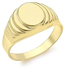 Carissima Gold Damen 7.3 mm x 8.6 mm Oval Geriffelt Siegelring 9k (375) Gelbgold