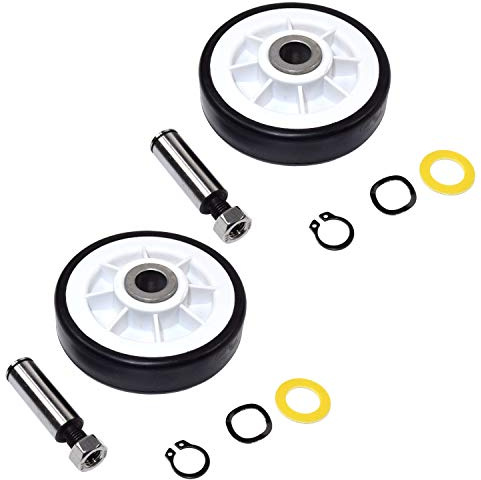 HQRP 2-Pack Dryer Drum Support Kit Roller Wheel and Axle Replacement for Maytag 303373K WP12001541 12001541 AP4008534 312948 Parts