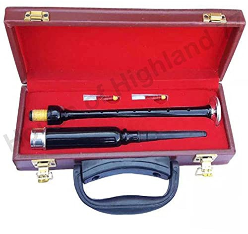 Scottish Highland Bagpipes Practice Chanter Rosewood Black and Brown Finish with Silver & Ivory Mounts Bagpipe Chanters (Black Silver Mounts.1)