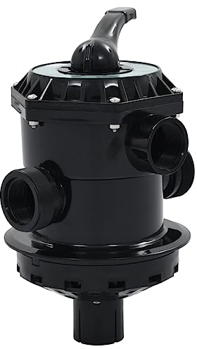 vidaXL ABS Top Mount Multiport Valve 1.5 inch for Sand Filter - 6-Way Functionality with Lever Action Handle and Integral Sight Glass