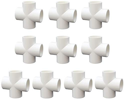 JIHUOO 10 Pièces Croix 4 Voies PVC pour Construire Heavy Duty Serre Cadre Meubles Connecteurs 20mm