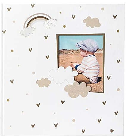 goldbuch Babyalbum Little Dream mit Ausstanzung für eigenes Bild, Leinenstruktur Fotoalbum, 58 weiße Blankoseiten, Pergamin & 4 illustrierte Seiten, Album zum Einkleben, Papier, ca. 30 x 31 x 4 cm