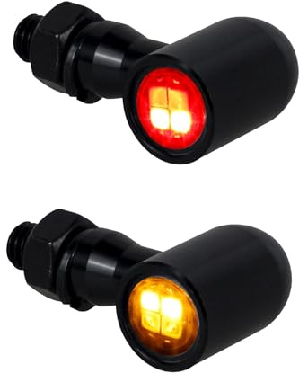 QUASCO Rear Motorcycle LED Turn Signals Universal Mini Size Brake Tail Light Blinkers Compatible with Harley Honda Kawasaki Suzuki Triumph Yamaha