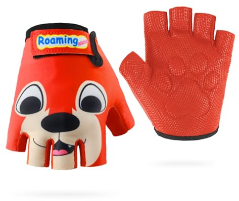 Boyiexin Kids Half Finger Climbing Gloves for Age 1-10 Boys Girls Gymnastics Monkey Bars, Good Grip Control Gloves for Scooter Balance Boards Biking Fishing (Orange, M (7-8 Years))