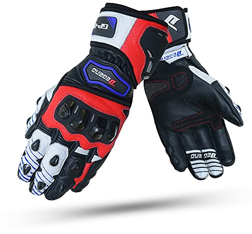 DEGEND GP-2 | Guantes Moto Racing Hombre para Verano de Alta Resistencia - Confeccionado en Piel de Vaca, TPU y Kevvlar de Máxima Resistencia a los Impactos y Abrasión - Accesorios Moto