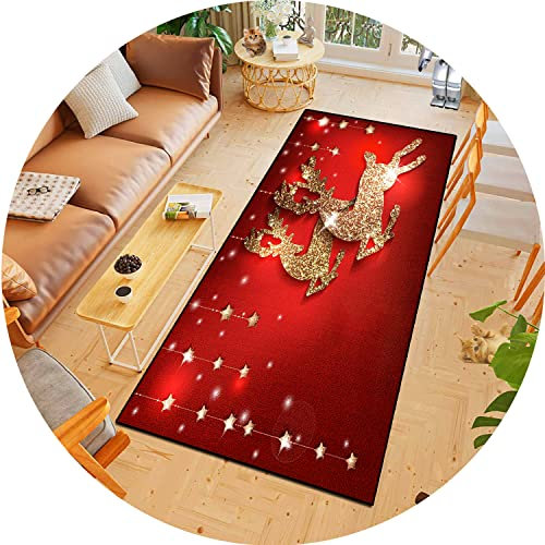 ACUY Weihnachts Teppich 40x260cm KüChenläUfer rutschfest Nach Maß Anpassbar für Wohnzimmer Flur Küche