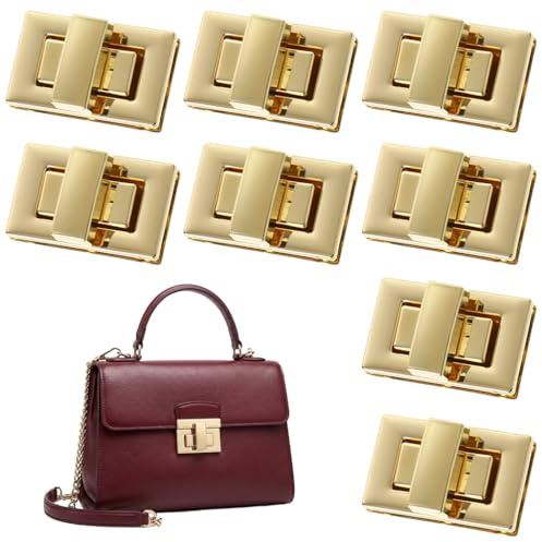 QWORK® 8 Stück Gold Taschenverschluss, Drehverschluss Aluminiumlegierung für Handtaschen Geldbeutel