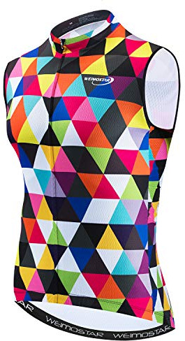 Men's Cycling Jersey Vest Sleeveless Bike Clothing Bicycle Multicolored Diamond L