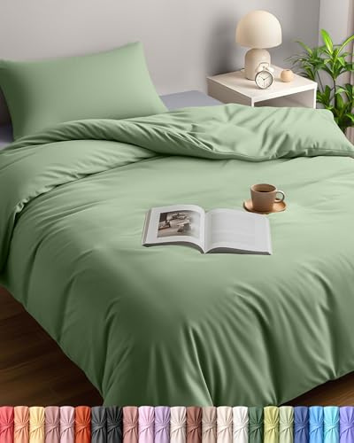 Utopia Bedding Single Duvet Cover Set with 1 Pillowcase 50x75 cm, Sage | Microfiber Bedding Quilt Cover Set with Pillowcases, Oeko-TEX Certified,Soft Breathable Comfort - Ideal for Home and Hotels