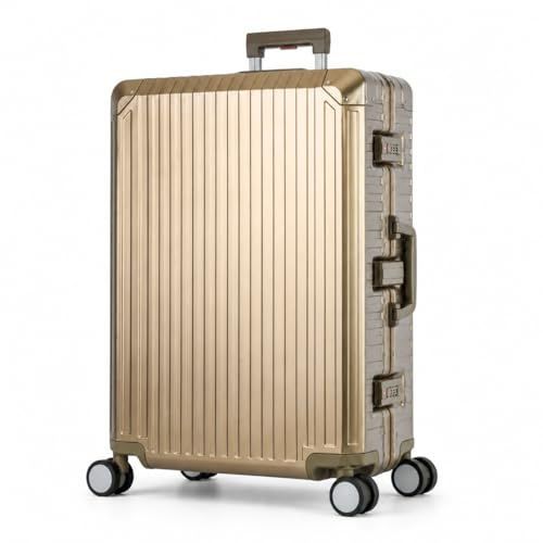Travelhouse Tokyo 100% Aluminium Reisekoffer Gold XL-78cm Hartschalenkoffer2X TSA Zahlenschloss 4 Doppelräder 360° Rollen Vol. 110L