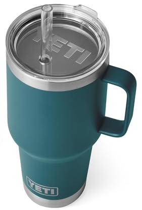 YETI Rambler Drinking Cup with Handle and Straw Lid, Travel Mug, Water Cup, Vacuum Insulated Cup with Handle, Stainless Steel, Agave Teal, 21071502574