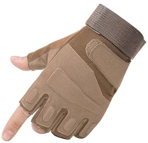 Anwlki Fingerlose Taktische Handschuhe Halbe Finger Herren Airsoft für Männer und Frauen, Tactical Handschuhe Fingerlos für Motorrad, Fahrrad, Jagd, Wandern, Outdoor-Sport (Gelb, M)