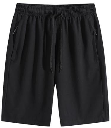 Men's Gym Shorts with Zippered Pockets, Quick Dry Running Athletic Shorts, Lightweight Sports Basketball Workout Shorts Summer Activewear for Men S-XXL (UK, Alpha, L, Regular, Regular, Black)