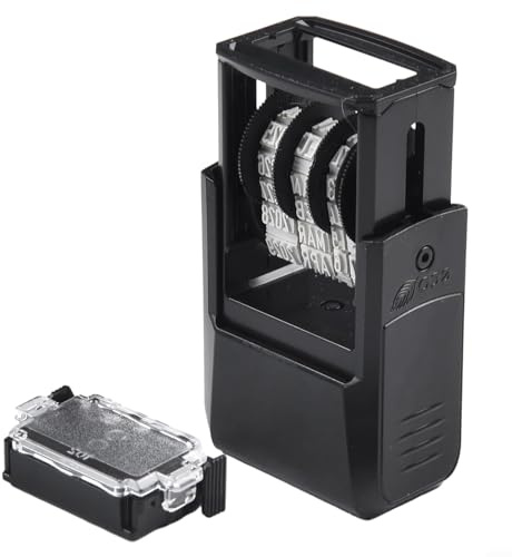 Timbro con data, timbro in gomma autoinchiostrante, mini datario 4810, nero, specifiche di stampa 20 x 3 8 mm, tampone di ricambio modello 6/4910 (P4) (calendario inglese - nero)