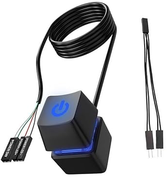 Switian Bouton d'Alimentation PC Externe avec Interrupteur Mécanique, LED Bleu Dégradé et Câble 1.8M - Facile à Installer pour Bureau/Gaming