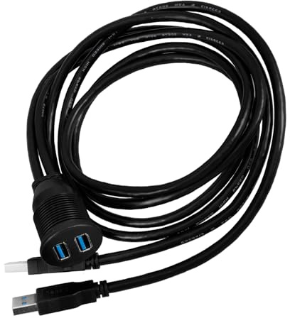 USB Panelmontage Dual USB Kabel USB 3.0, 2 Anschlüsse | Kupferleiter mit Pvc Ummantelung, Kompatibel zu Usb2.0, für Fahrzeug und Marine, Schwarz