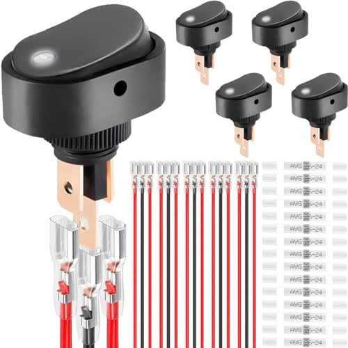 DAOKAI LED interruptor basculante iluminado 12V 30A SPST 3 pin ON Off interruptor de palanca iluminado blanco iluminado en forma ovalada para Automóviles Camiones RV Barcos - 5pcs
