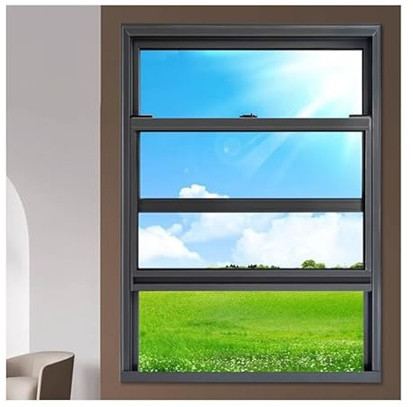 XILYZMO Schiebefenster Kippfenster, Horizontale Schiebefenster Mit Gehärtetem Glas, Mit Griff Aus Aluminium, Mobile Geschäftsschiebefenster Für Scheunen Und Garagen(55X50CM)