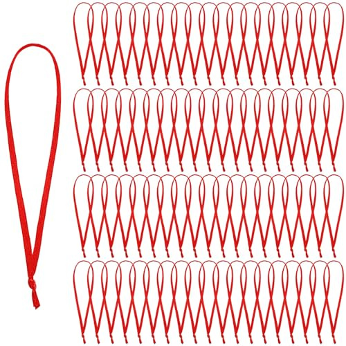 JUNEBRUSHS Lot de 300 cintres de décoration de Noël, Attaches attachées à la Main, Boucles de Ruban, Ruban Rouge Fin pour décorations à Suspendre au Sapin de Noël (Rouge)