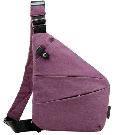 Generisk stöldsäker resväska, stöldsäker väska, axelväska, slingaxelväska, resväska för kvinnor och män, vandring, bröstväska, för resor, vardag och kommute, lila, left shoulder
