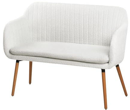 Beliani Modernes 2-Sitzer Küchensofa Bouclé Creme weiß mit Holzbeinen Taby