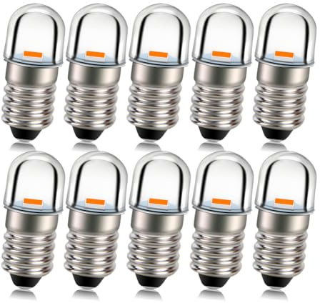 Ruiandsion 10 PCS E10 LED ampoules jaunes 12v E10 douille remplacement lampe de poche ampoule non polaire