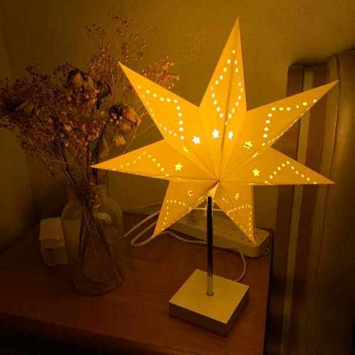 Stehender Weihnachtsstern Beleuchtet, Weihnachtsdeko Innen LED Papierstern Weihnachtsstern Fenster Weihnachtsbeleuchtung Fenster Lichterkette Weihnachten Tischlampe für Weihnachten Deko Tischdeko (B)