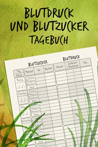 Blutdruck und Blutzucker Tagebuch: Für Senioren, Diabetiker und Menschen mit Bluthochdruck | Notizbuch zur Aufzeichnung von Testergebnissen | ... für 2 Jahre, mit attraktivem Einband