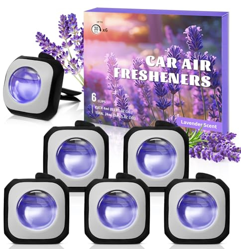 Scent-Hi Car Ambientador Coche, Lavanda Clips para Ambientadores de Coche, Elimina y Previene los Malos Olores de tu Coche, Pack 6 Unidades (6 x 4 ml)