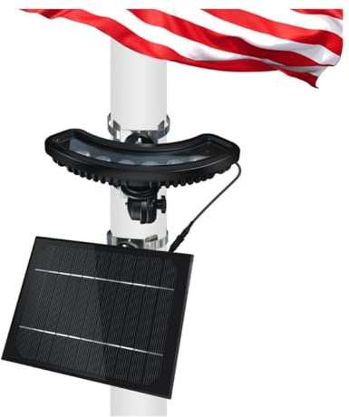 LumeGen Solar LED Curved Spot Light - Ground Stake or Pole Installation - 360 Lumens - 6 LEDs - Dusk to Dawn Photocell Sensor Outdoor Flagpole and Landscape Lighting