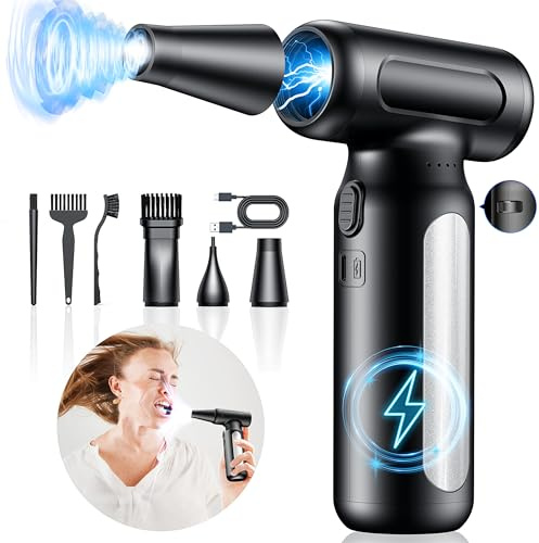 Elektrische Staubgebläse Druckluftspray für PC Reinigungsset, 200000 U/min Compressed Air, 3-Gang einstellbare Air Duster Luftdruckspray, Tastatur Reinigung für PC, Elektronik, Sofa, Auto
