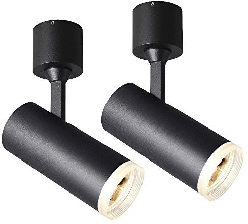 Confezione da 2 faretti da soffitto a LED per Interni - Faretto Nero per gallerie e musei - Montaggio in Superficie, Angolo di 360°, Illuminazione da Parete COB Regolabile/lampade d'accento