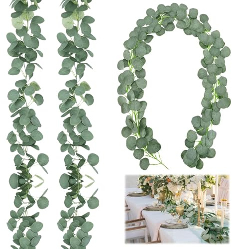 2 Pezzi Ghirlanda di Eucalipto Artificiale, 1,8m Eukalyptus Girlande Künstlich, Decorazione Rattan Foglia Eucalipto Artificiale, per Decorazioni del Giardino, Sfondo Muro, Arco di Nozze, Feste