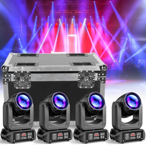 4 unités 150W Lyre LED Projecteur à tête mobile pour scène éclairage de scène avec Flight case Flycase activé lumières de fête par le son pour mariage, église, live