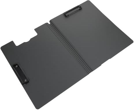 FIXOSHEE Porte Bloc Rigide Double Clip Noir Portable Planche à Écrire Légère pour Bureau Organisateur de Documents Pratique et Résistant Pochette Rangement Affaires