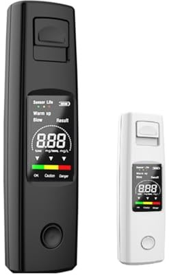Tinuvo Airlow 2.0 - Präziser Alkoholtester Für Deinen Alltag Hochpräziser Alkoholtester Mit LCD-Anzeige für Exakte Promillemessung –Fühlen Sich Sicherer Im StraBenverkehr (2.8*1.7*10cm,Schwarz)