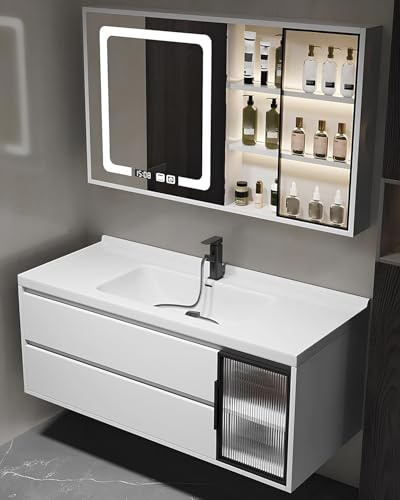 Lavandino Bagno con Mobile, Mobile Bagno con Lavabo da Appoggio, Applicabile al Bagno Padronale, al Bagno per Gli Ospiti, al Bagno Pubblico