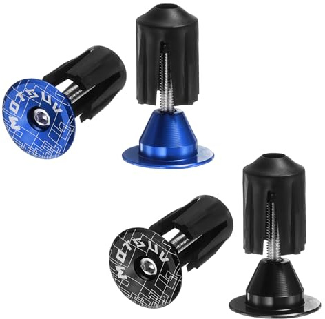 QUARKZMAN 2 Pares De Tapones Para Manillar De Aluminio Tapones Para Extremos De Manillar Tapones Para Bicicleta 0.7 oz Bloqueo Expansible Para MTB Carretera BMX Bicicleta Azul Negro