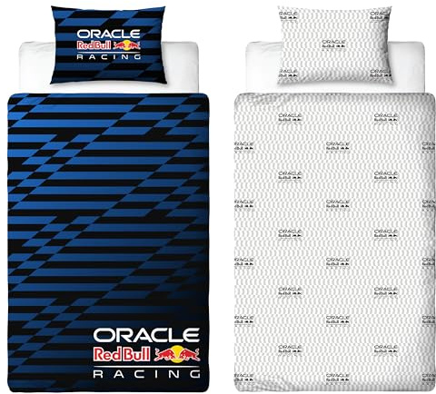 Oracle Red Bull Racing Copripiumino Singolo Ufficiale | Design Automatic, Biancheria da letto reversibile a 2 lati con federa coordinata | Letto singolo | Polcotone