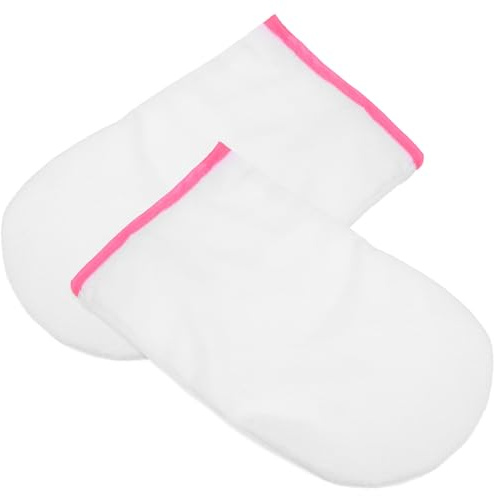Guantes de Cera para Manos y Pies de Felpa Roja, 1 Par | Tela Aterciopelada, Nail Art y Baño de Parafina, Retención Térmica y Absorción de Crema