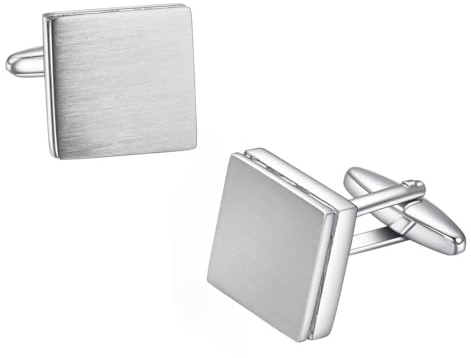 Ubric personliga manschettknappar silver män rostfritt stål bröllop manschettknappar, metall, ingen ädelsten (18 mm x 18 mm)