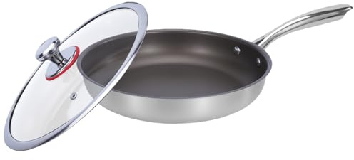 Padella in titanio con coperchio, antiaderente e resistente al calore, per cuochi dilettanti, principianti, famiglie impegnate, preparazione del cibo, uova, pancake, carne, camp