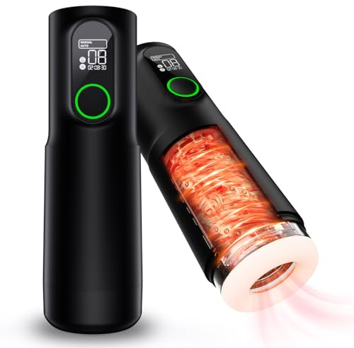 Tracy's Dog Male Masturbator Sex Toys for Men – Penis Pump Stroker with 10 Thrusting & 10 Rotating Modes, Stepless Speed Control LED Display Heated Pocket Pussy, Adult Sex Toy Blowjob Machine TriggerX