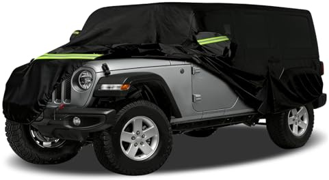 Aartner Abdeckung für Jeep Wrangler 4-Türer 2007-2026, Car Cover Regenfest, Sonnenfest, Wasserdicht, Regenschutz für Autos Inklusive Aufbewahrungstasche, Autoabdeckung (Für 4-Türer)